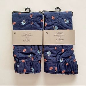 J.Crew Men’s Cotton Blue Woven Boxer Shorts Football Helmet Print Pattern NWT XS